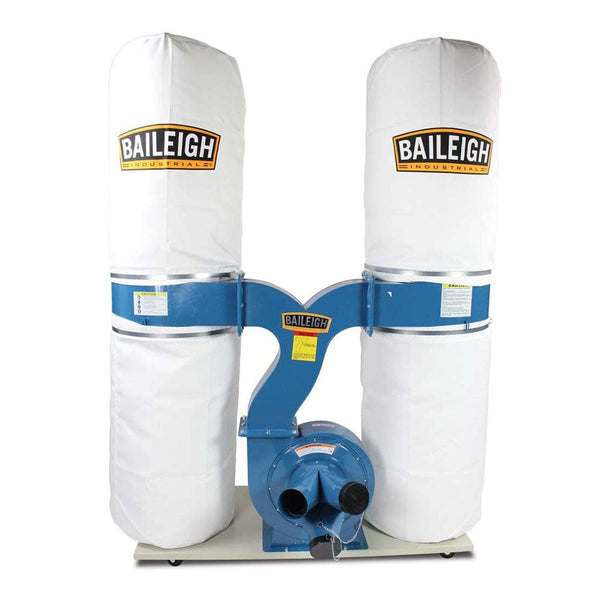 Baileigh Industrial Dust Collectors Baileigh Industrial 3HP 220V 1Ph Bag Style Dust Collector 2300 CFM 30 Micron Upper and Lower Bags