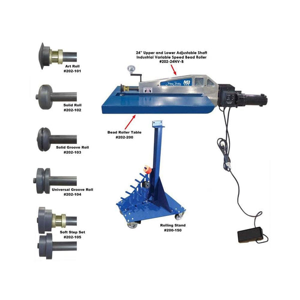 Mittler Bros. Mittler Bros. 24" Jamey Jordan Bead Roller Kit - Adjustable Upper and Lower Shafts - 202-24NV-B-K